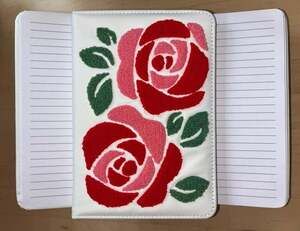 Grannycore Vintage Mid Century Red Rose Embroidered Journal